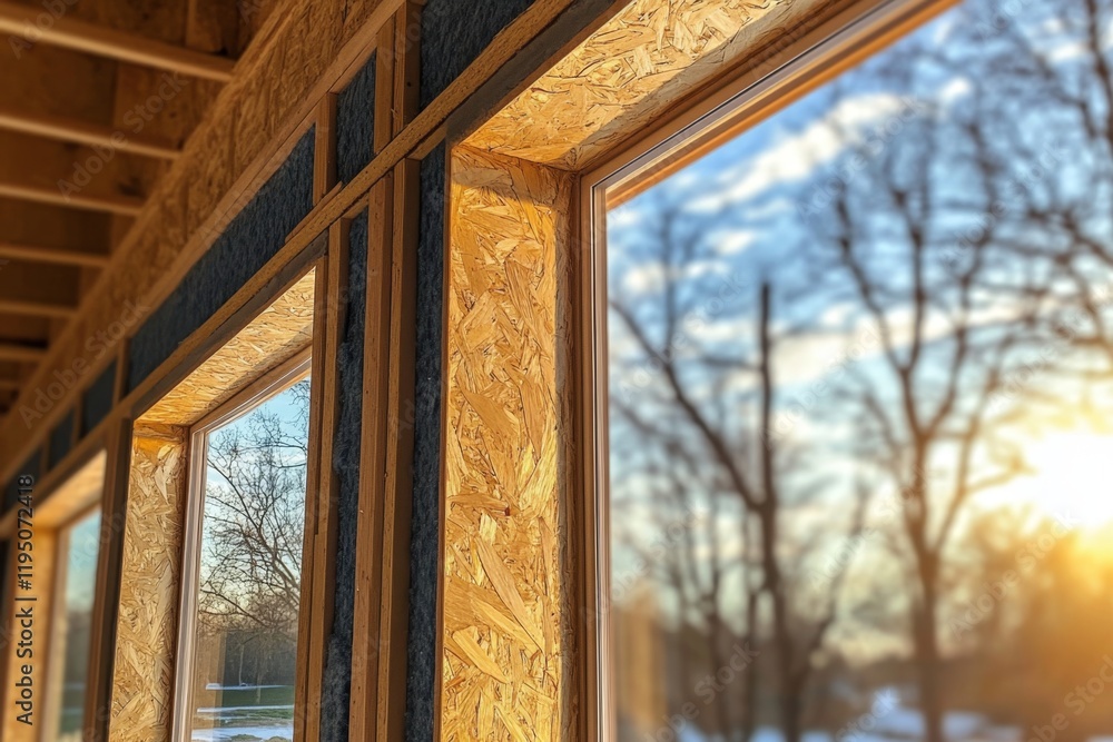 Fototapeta premium Wooden House Windows - Construction Detail