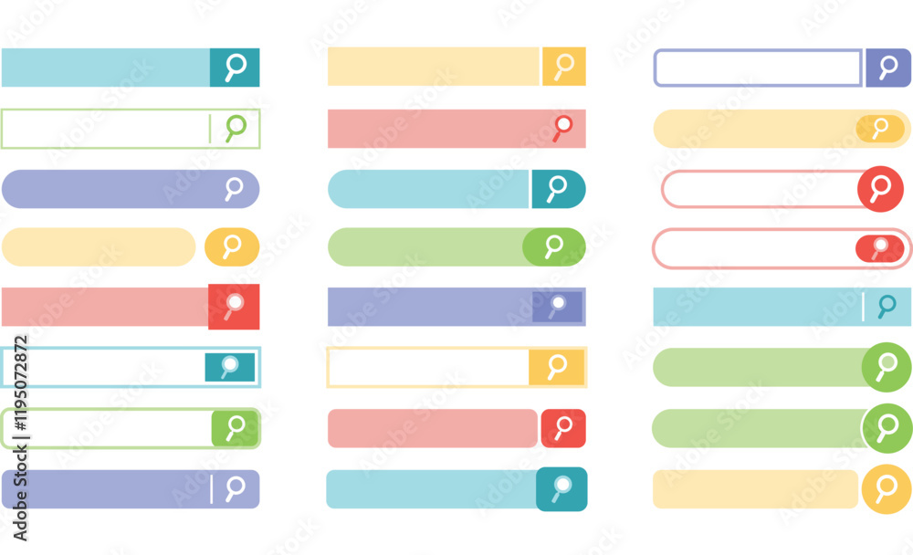 Collection of Colorful Search Bar Designs in Various Styles and Formats Collection of Colorful Search Bar Designs in Various Styles and Formats