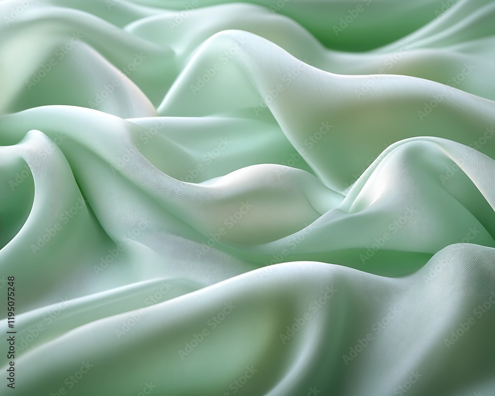 Obraz premium Draped light green fabric texture.