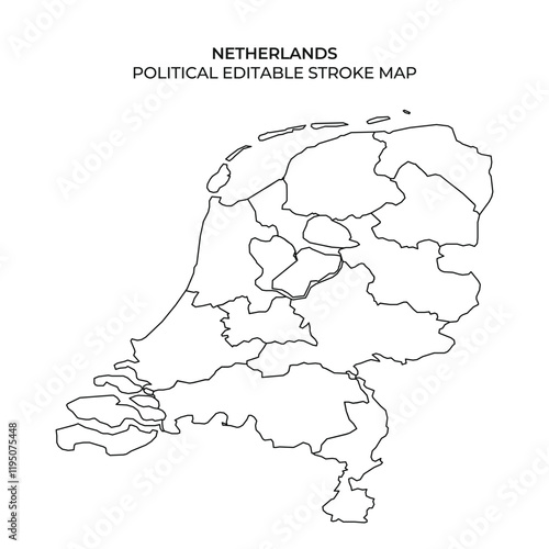 Graphic representation of the Netherlands political editable map
