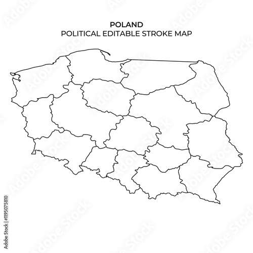 Editable political map outline of Poland for educational use