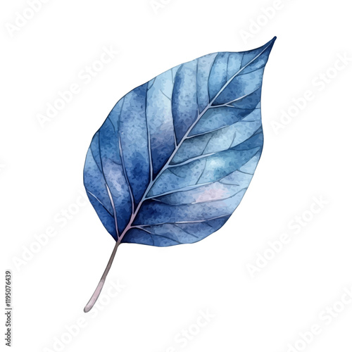 A watercolor of a blueberry leaf, isolated on a white background. Blueberry leaf vector.
