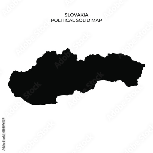 Black silhouette of Slovakia political map on white background