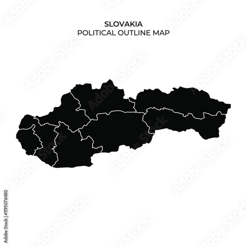 Detailed outline map of Slovakia with political divisions shown