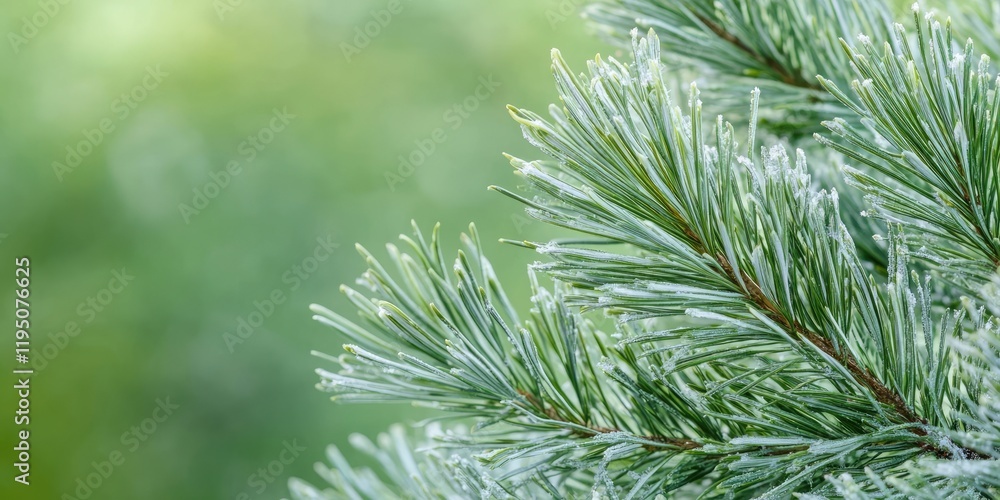Close-up of white pine needles Pinus strobus in sharp focus vibrant green blurred background showcasing natural texture and design possibilities Close-up of white pine needles Pinus strobus in sharp focus vibrant green blurred background showcasing natural texture and design possibilities