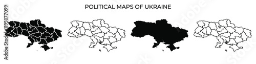 Political maps of Ukraine highlighting different regions and changes