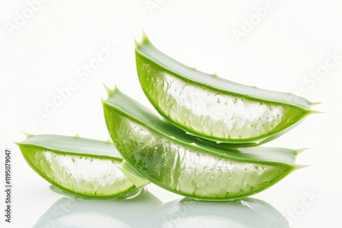 Wallpaper Mural Fresh aloe vera plant cut leaf isolated on white background for skincare product mockups Torontodigital.ca