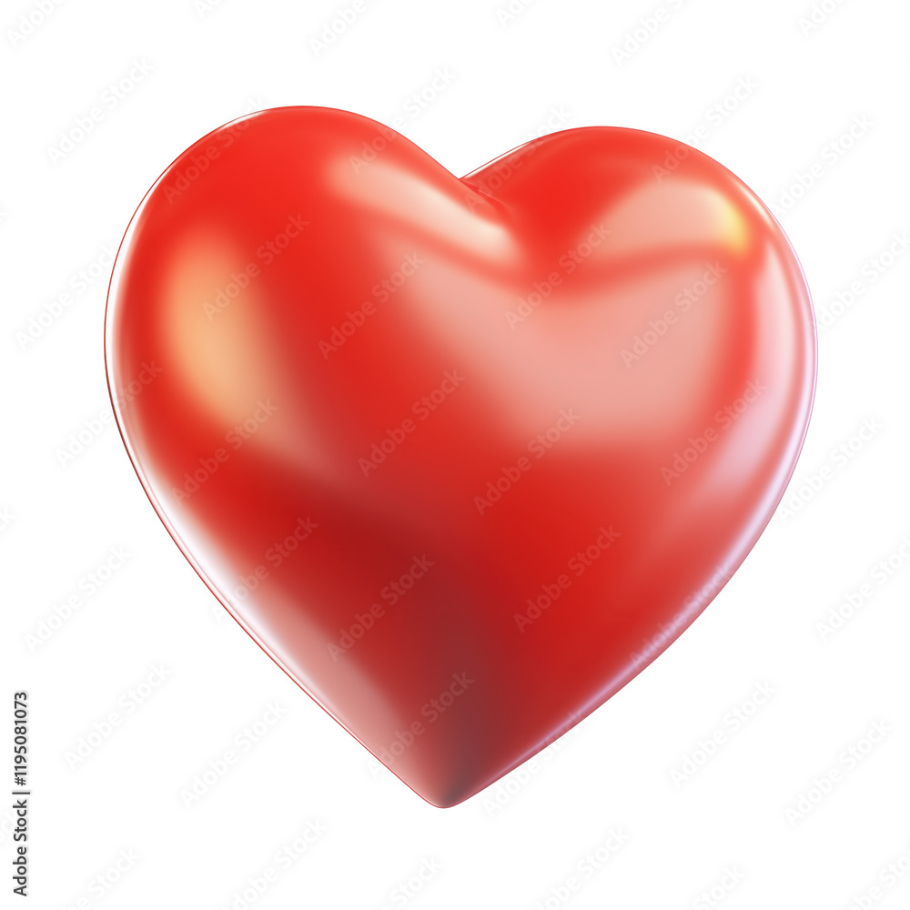Single 3d red satin, heart symbol isolated on transparent background Single 3d red satin, heart symbol isolated on transparent background
