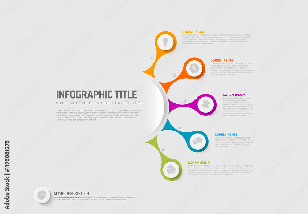 Colorful Infographic Design with Five elements around the title