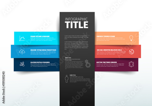 Obraz na płótnie Colorful Informational Infographic Design Template with six stripe elements w salonie