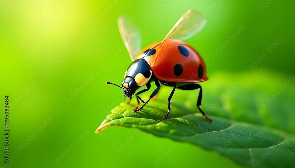 Ladybug on a Leaf: A Stunning Macro Photograph Ladybug on a Leaf: A Stunning Macro Photograph