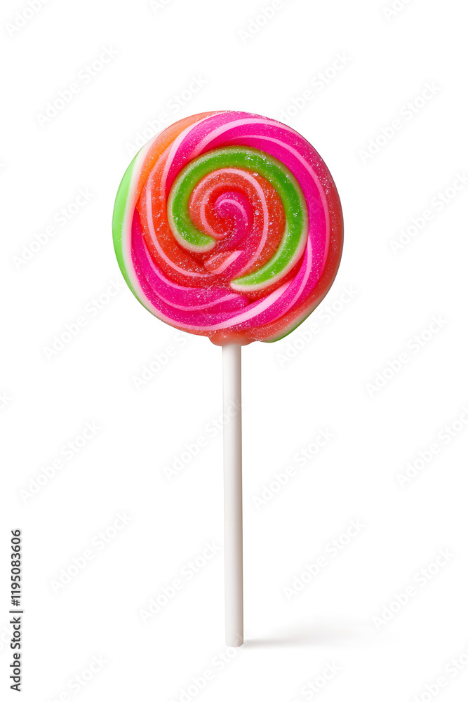 Red lollipop on stick isolated on white background Red lollipop on stick isolated on white background