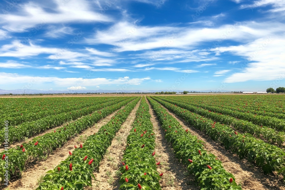 Vast Pepper Field Under a Clear Blue Sky Vast Pepper Field Under a Clear Blue Sky