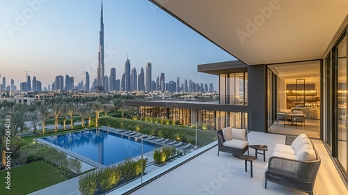 Luxury dubai apartment balcony breathtaking city views and modern architecture