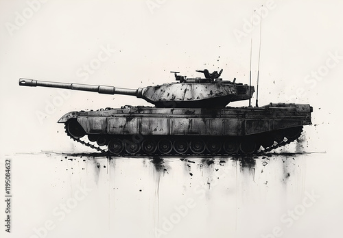 tank, hand-drawn style tattoo design on a white background photo