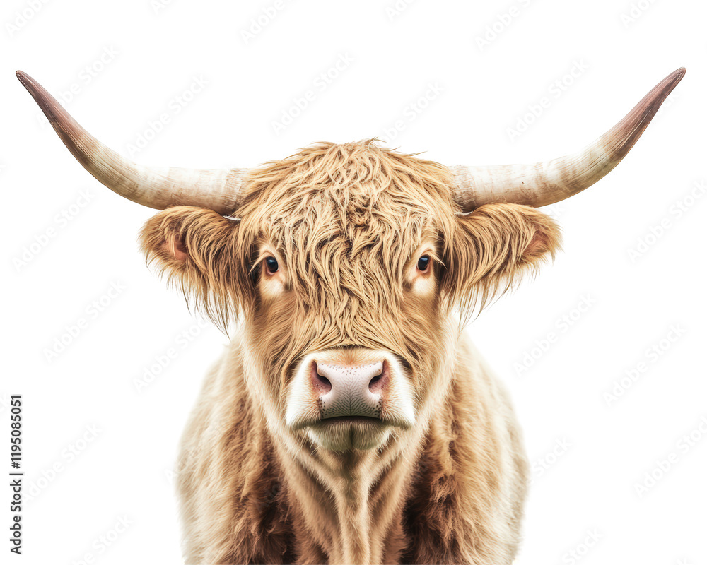 Isolated Portrait of a Highland Cow on White Isolated Portrait of a Highland Cow on White