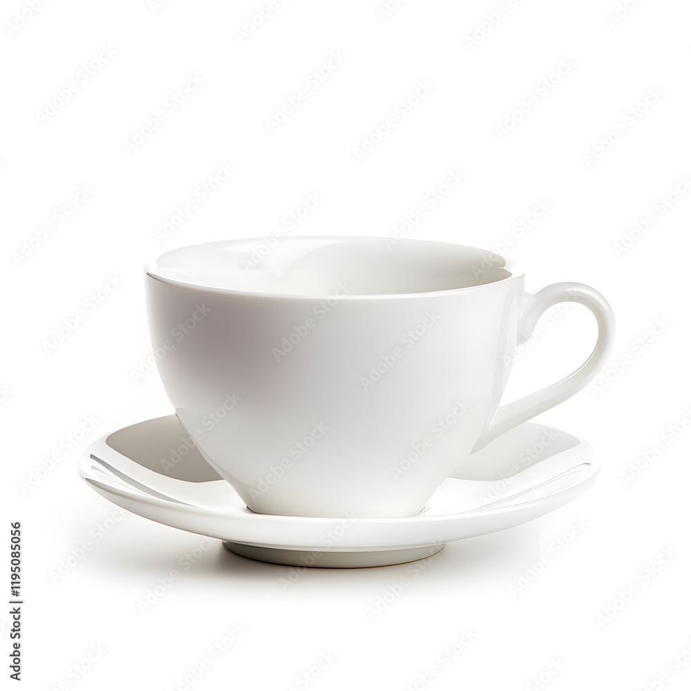 Empty white tea cup mock up isolated on white background Empty white tea cup mock up isolated on white background