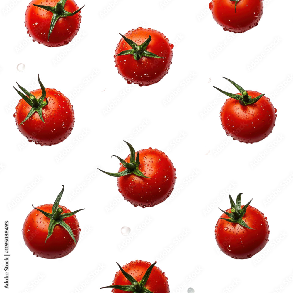 Vibrant Red Tomatoes in Mid-Air Water Droplets Splashing Freshness Juicy Ripe Produce Vibrant Red Tomatoes in Mid-Air Water Droplets Splashing Freshness Juicy Ripe Produce