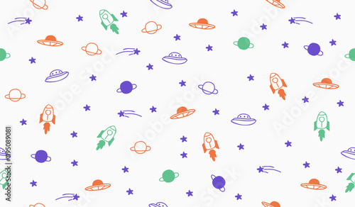 Cute cartoon space pattern background vector design