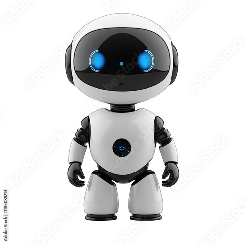 Cute Mini ai robot isolated on transparent background