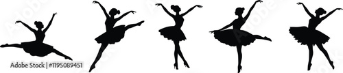 Ballerina silhouette ballet dance poses, silhouette ballerina dancer. Generative ai
