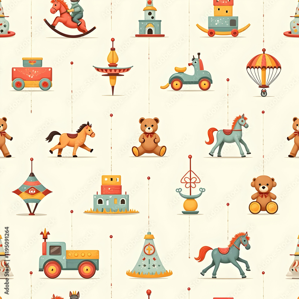 Fototapeta premium Seamless pattern of vintage toy
