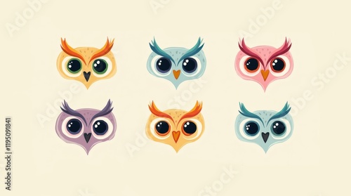 Colorful owl pattern background art whimsical design studio playful vibe digital illustration creative concept photo