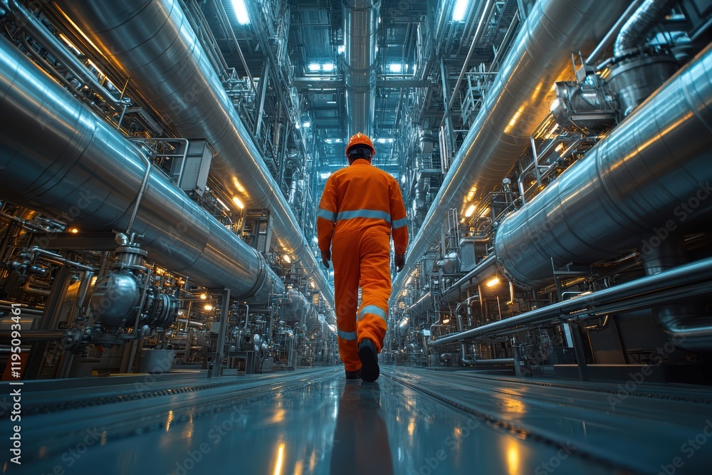 Industrial worker inspecting plant operations Industrial worker inspecting plant operations