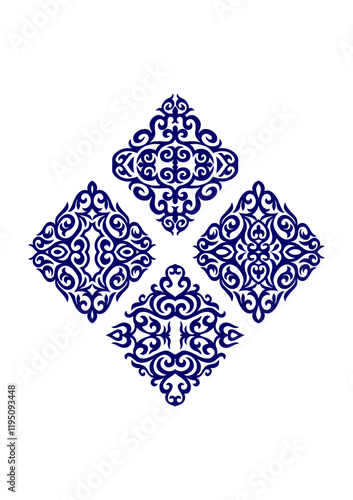 Oriental rhombus ornaments, four type 