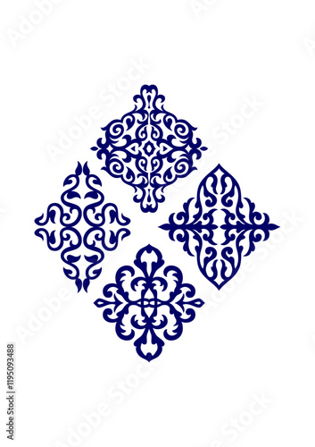 Oriental rhombus ornaments, four type 