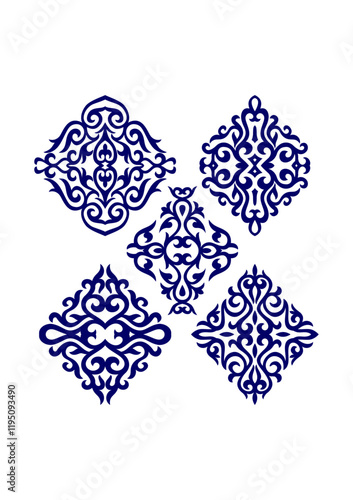 Oriental rhombus ornaments, four type 