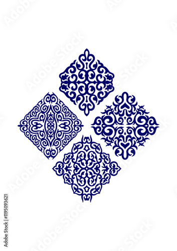 Oriental rhombus ornaments, four type 