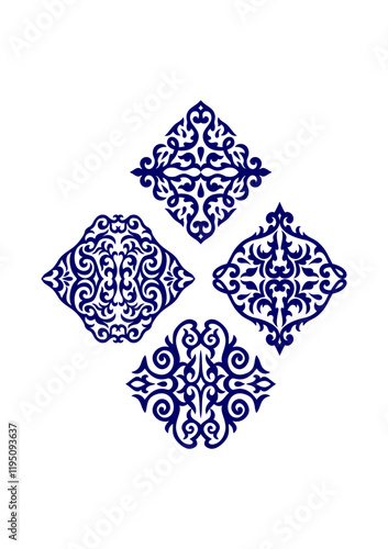 Oriental rhombus ornaments, four type  photo