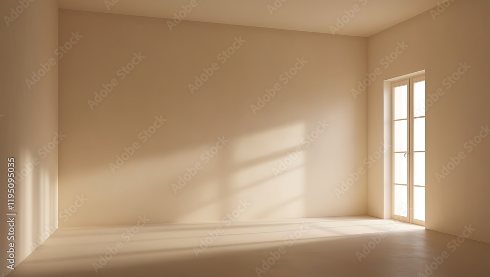 Obraz premium Room interior empty space background, sunlight and shadows room walls