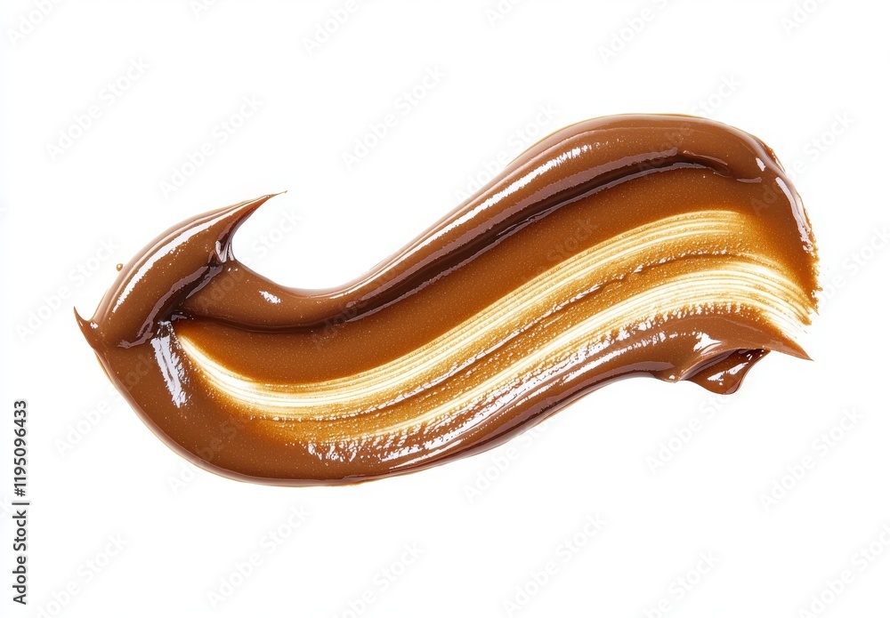 A brushstroke of color oil paint against a white backdrop, featuring the new 2025 PANTONE Mocha Mousse color trend A brushstroke of color oil paint against a white backdrop, featuring the new 2025 PANTONE Mocha Mousse color trend
