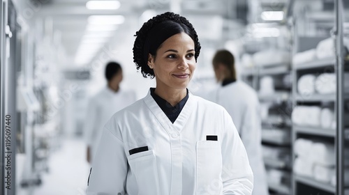 Elegant Nurses restocking supplies in a brightly lit hospital supply room while discussing patient needs rare doctors and nurses at work organization  photo