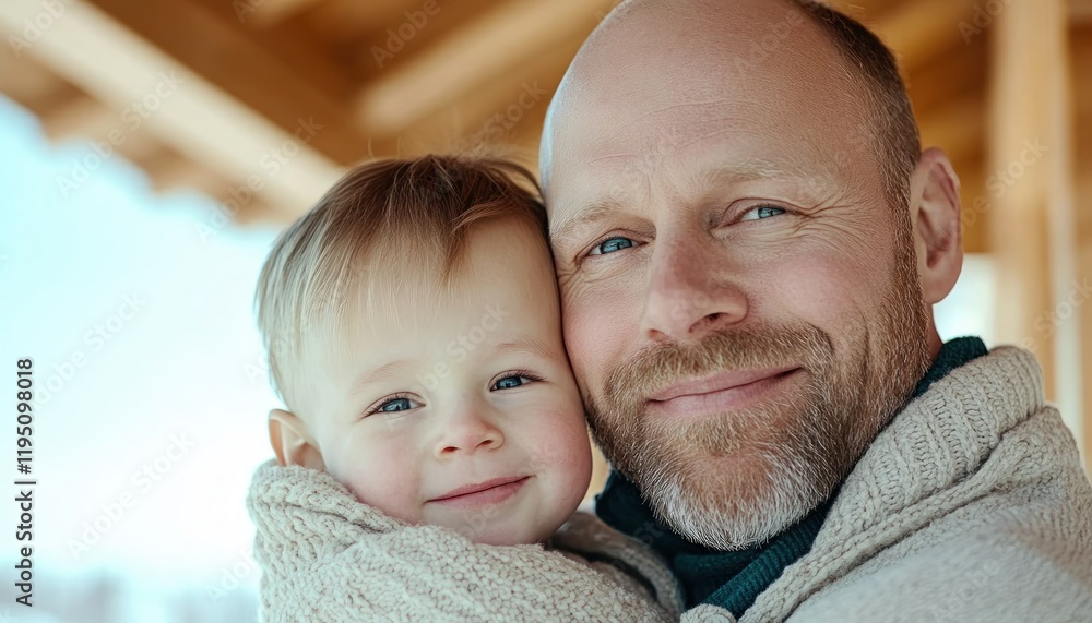 A heartwarming image capturing a tender fatherly hug, showcasing unconditional love and connection The rustic charm of a wooden cabin provides a serene backdrop to this intimate moment between a A heartwarming image capturing a tender fatherly hug, showcasing unconditional love and connection The rustic charm of a wooden cabin provides a serene backdrop to this intimate moment between a