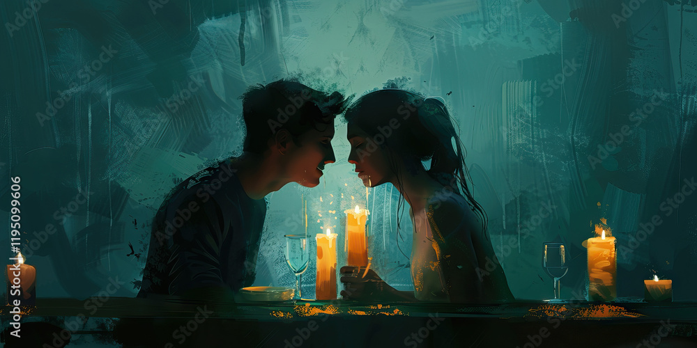 Fototapeta premium Candlelit Couple at Table