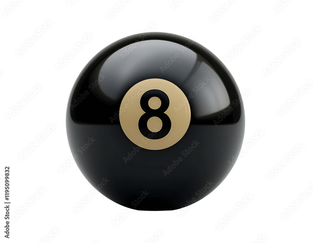 Black billiard ball with number eight, cut out Black billiard ball with number eight, cut out