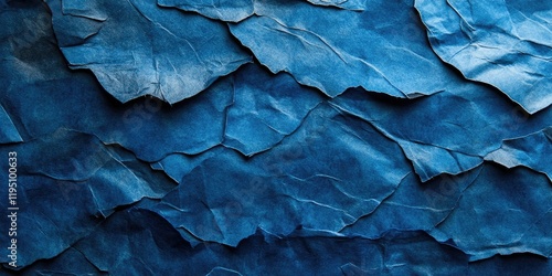 Wallpaper Mural Crumpled cobalt blue paper texture features varying shades of blue with layered folds creating depth for a versatile textured backdrop. Torontodigital.ca