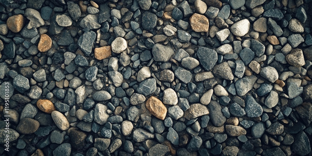 Close up of various small stones in shades of gray and brown forming a natural textured background with ample copy space on the right Close up of various small stones in shades of gray and brown forming a natural textured background with ample copy space on the right