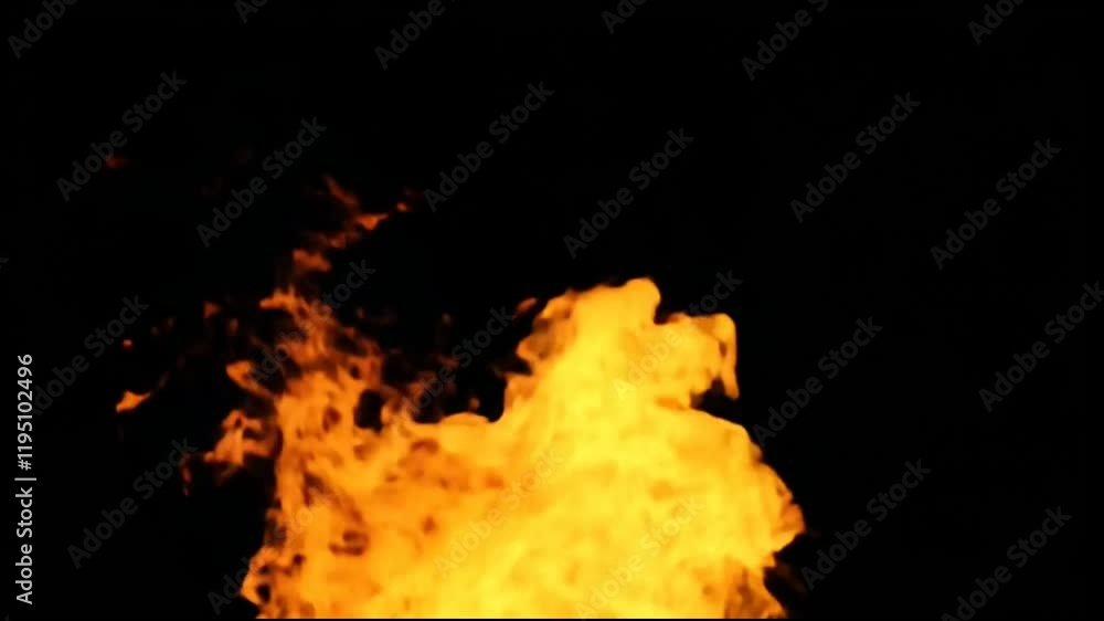 Flames erupting violently from a fire blast against a black void Flames erupting violently from a fire blast against a black void