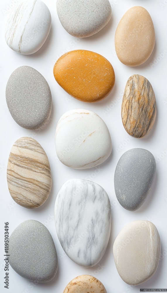 Collection of Smooth White, Grey, Yellow Stones, Texture Background, Natural Materials Collection of Smooth White, Grey, Yellow Stones, Texture Background, Natural Materials