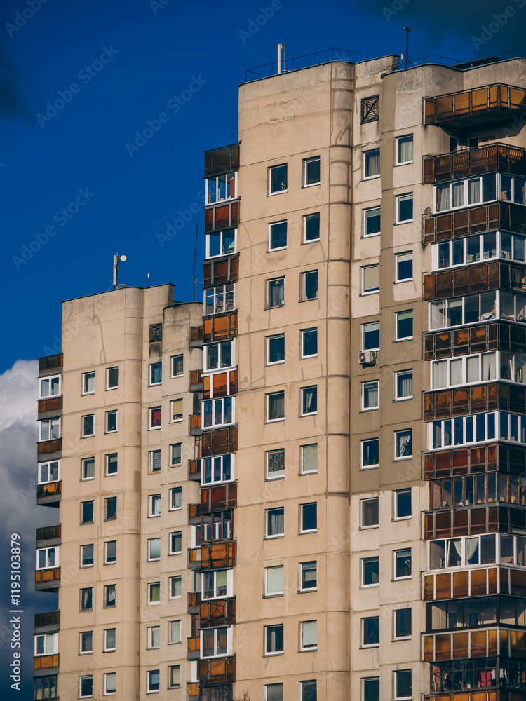 A multi-story Soviet panel house