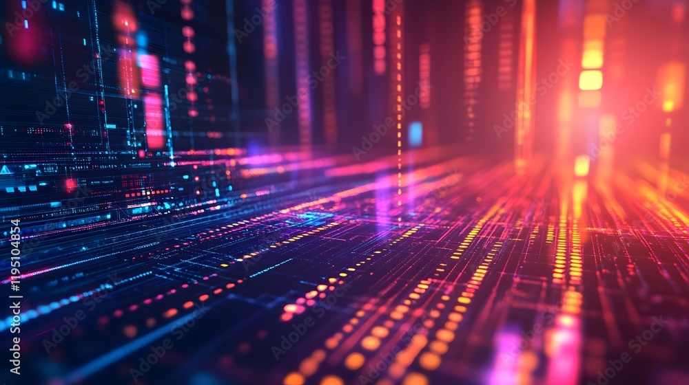 Abstract Digital Data Stream Network Technology Background Futuristic Neon Pink Orange Red Blue Glow Lines Pattern Design Modern Bright Vivid Cyber Abstract Digital Data Stream Network Technology Background Futuristic Neon Pink Orange Red Blue Glow Lines Pattern Design Modern Bright Vivid Cyber