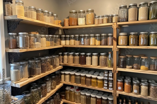 Wallpaper Mural Organized Pantry with Jars of Grains and Legumes Torontodigital.ca