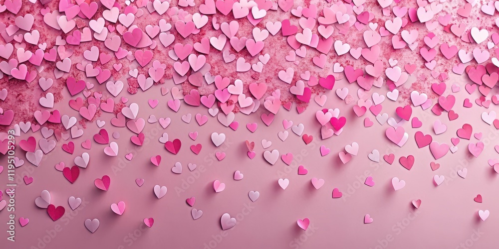Fototapeta premium Pink Paper Hearts Confetti Overlay , special day, love, special day, love
