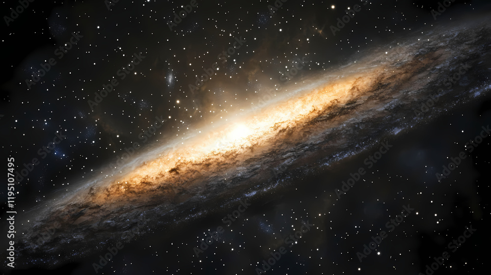 Fototapeta premium Starry night sky, milky way galaxy with stars and space dust in the universe. Starbright. Illustration