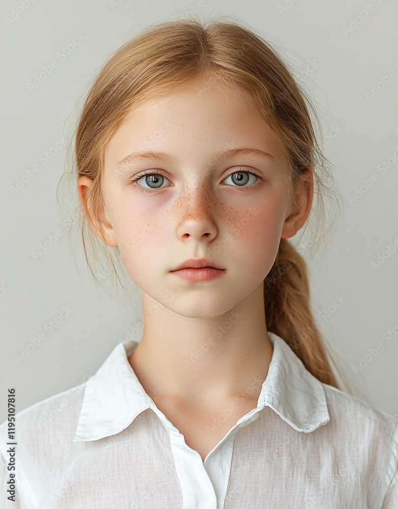Fototapeta premium ID Photo for Passport : Russian teenager girl 9
