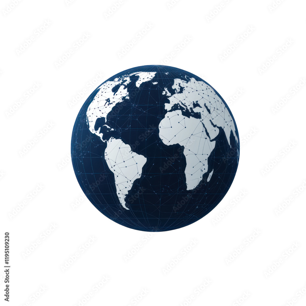 Fototapeta premium Global communication concept with 3D globe showcasing connections, representing unity and technology